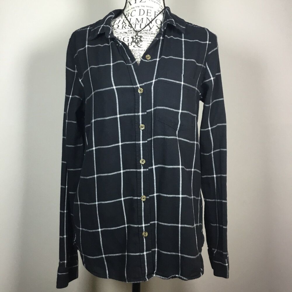 Perfect Shirt plaid black and white button down cotton shirt country western S